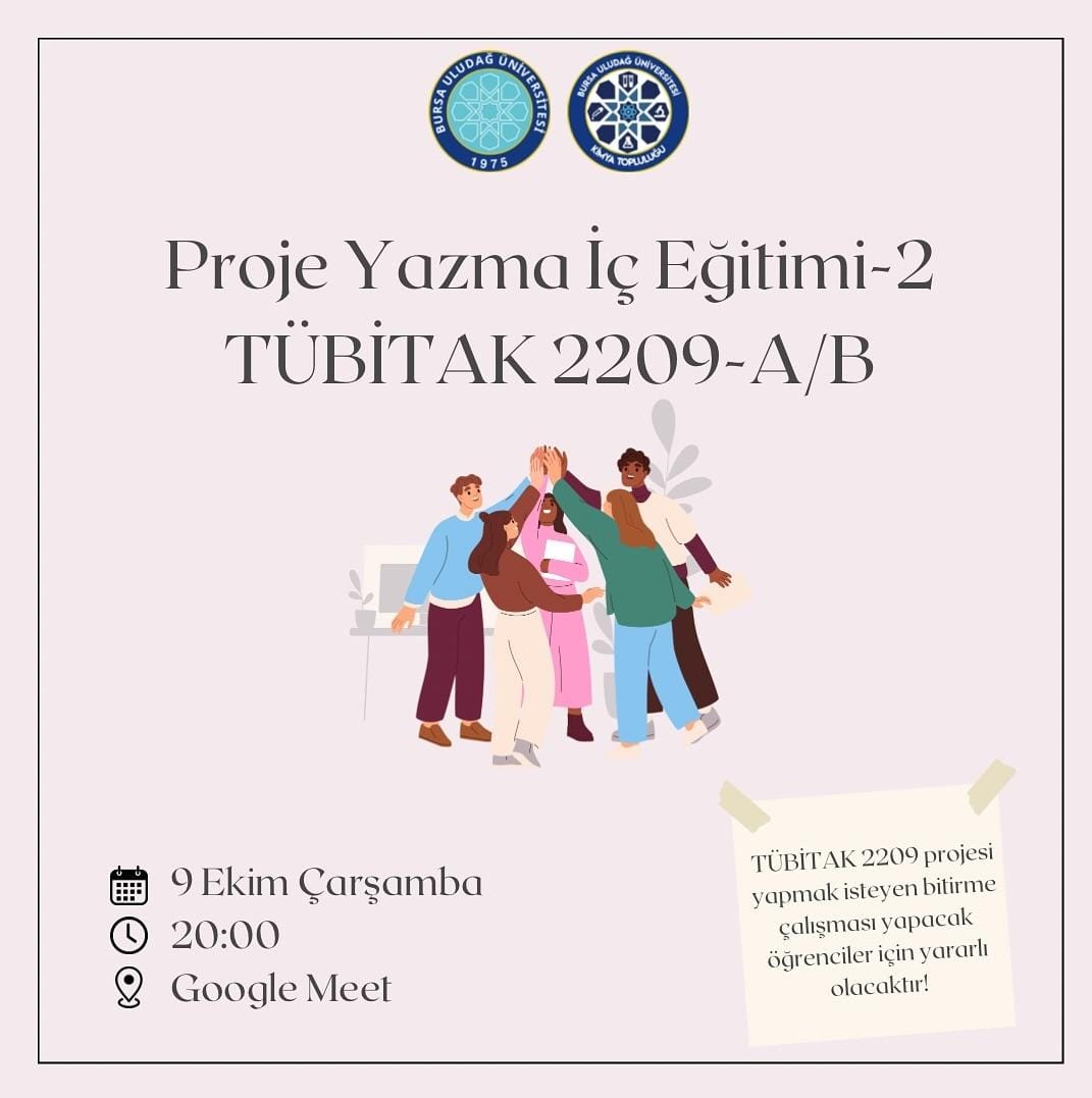 Proje Yazma İç Eğitimi ve TÜBİTAK 2209-A/B afişi